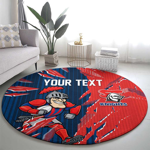 Personalized Newcastle Knights Round Carpet Dynamic Lightning Mascot Rugby Australia