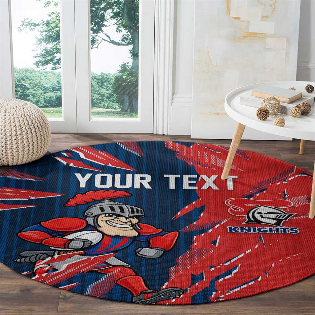 Personalized Newcastle Knights Round Carpet Dynamic Lightning Mascot Rugby Australia