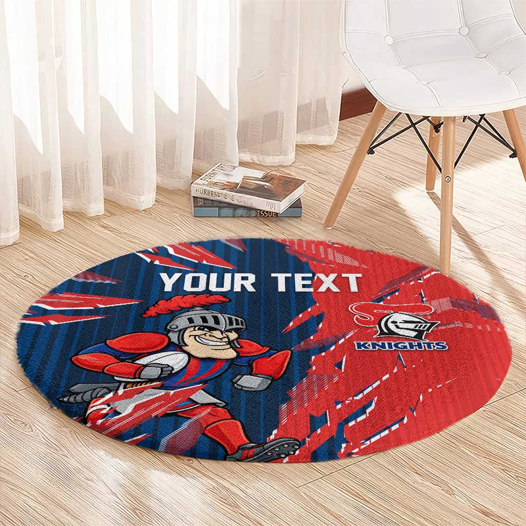 Personalized Newcastle Knights Round Carpet Dynamic Lightning Mascot Rugby Australia