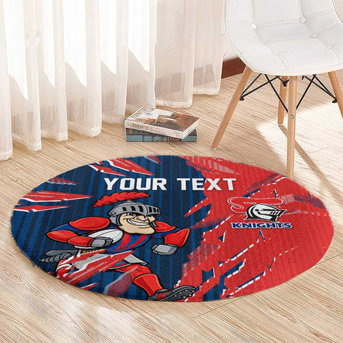 Personalized Newcastle Knights Round Carpet Dynamic Lightning Mascot Rugby Australia