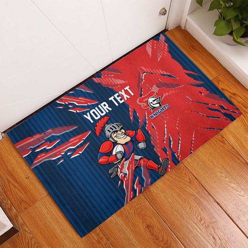Personalized Newcastle Knights Rubber Doormat Dynamic Lightning Mascot Rugby Australia