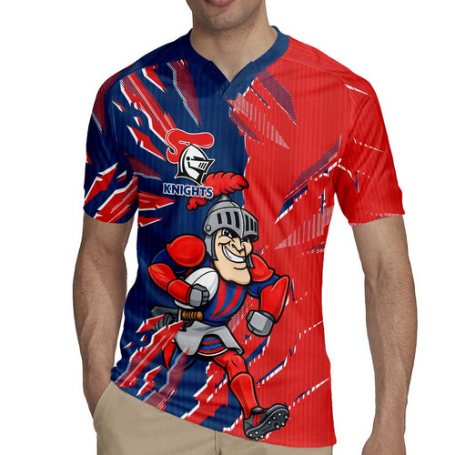 Personalized Newcastle Knights Rugby Jersey Dynamic Lightning Mascot Rugby Australia