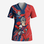 Personalized Newcastle Knights Scrub Top Dynamic Lightning Mascot Rugby Australia