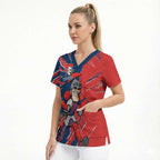Personalized Newcastle Knights Scrub Top Dynamic Lightning Mascot Rugby Australia