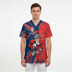 Personalized Newcastle Knights Scrub Top Dynamic Lightning Mascot Rugby Australia