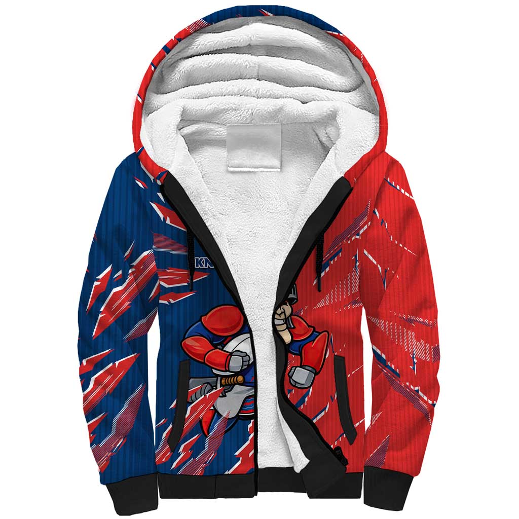 Personalized Newcastle Knights Sherpa Hoodie Dynamic Lightning Mascot Rugby Australia