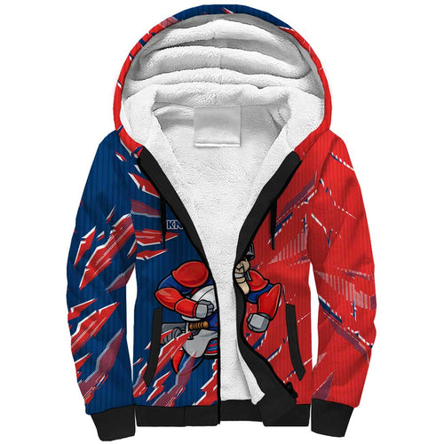 Personalized Newcastle Knights Sherpa Hoodie Dynamic Lightning Mascot Rugby Australia