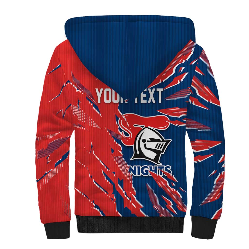 Personalized Newcastle Knights Sherpa Hoodie Dynamic Lightning Mascot Rugby Australia