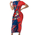 Personalized Newcastle Knights Short Sleeve Bodycon Dress Dynamic Lightning Mascot Rugby Australia