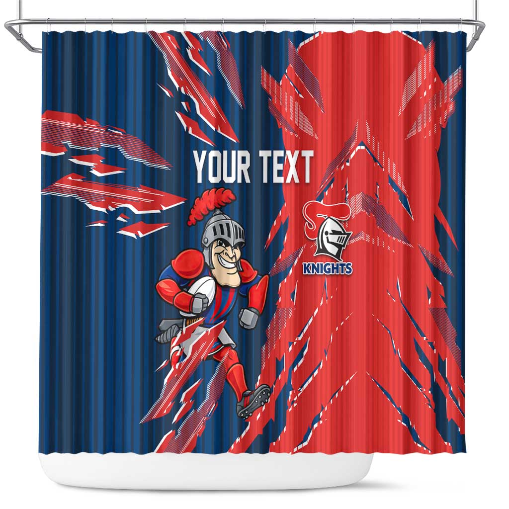 Personalized Newcastle Knights Shower Curtain Dynamic Lightning Mascot Rugby Australia