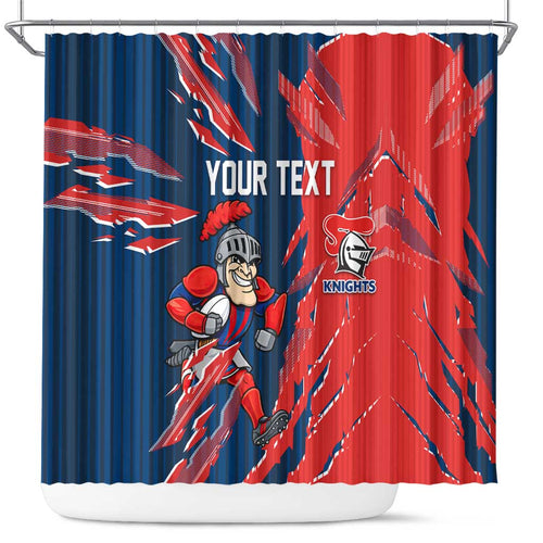 Personalized Newcastle Knights Shower Curtain Dynamic Lightning Mascot Rugby Australia