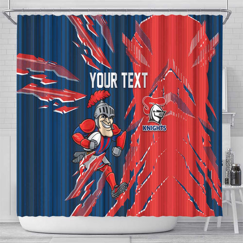 Personalized Newcastle Knights Shower Curtain Dynamic Lightning Mascot Rugby Australia