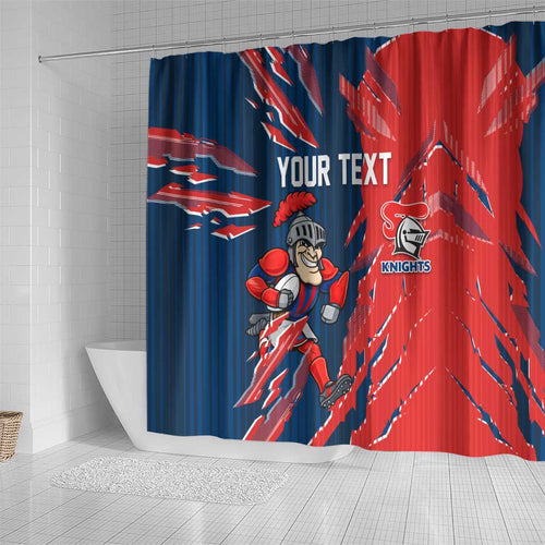 Personalized Newcastle Knights Shower Curtain Dynamic Lightning Mascot Rugby Australia
