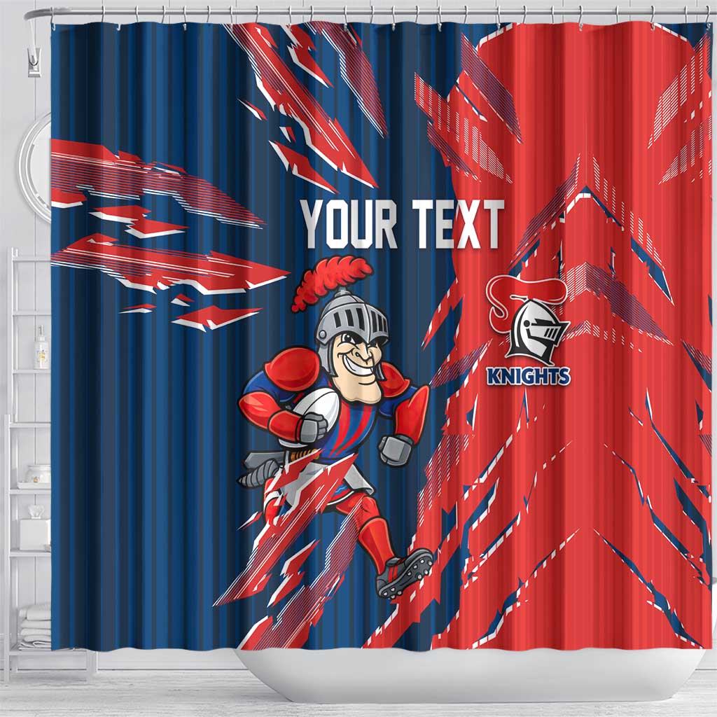 Personalized Newcastle Knights Shower Curtain Dynamic Lightning Mascot Rugby Australia