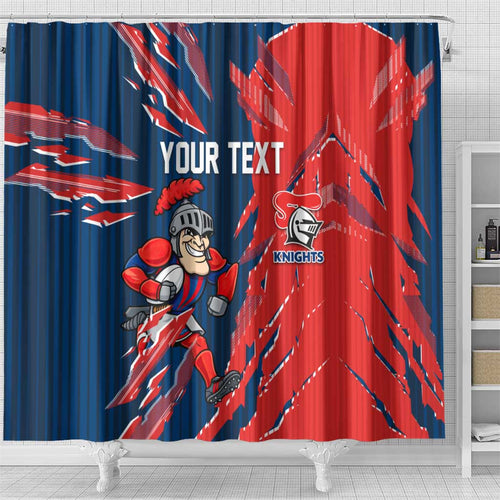 Personalized Newcastle Knights Shower Curtain Dynamic Lightning Mascot Rugby Australia
