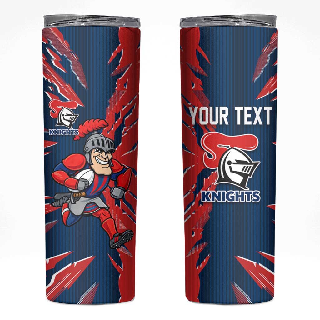 Personalized Newcastle Knights Skinny Tumbler Dynamic Lightning Mascot Rugby Australia
