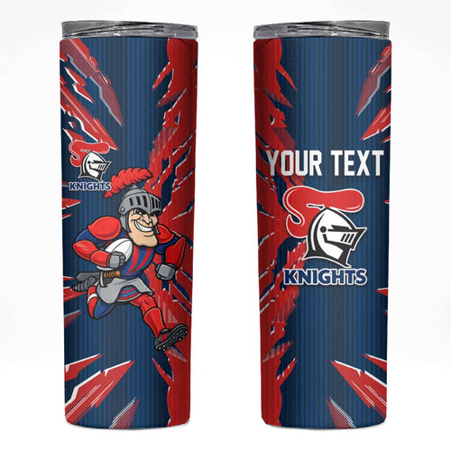 Personalized Newcastle Knights Skinny Tumbler Dynamic Lightning Mascot Rugby Australia