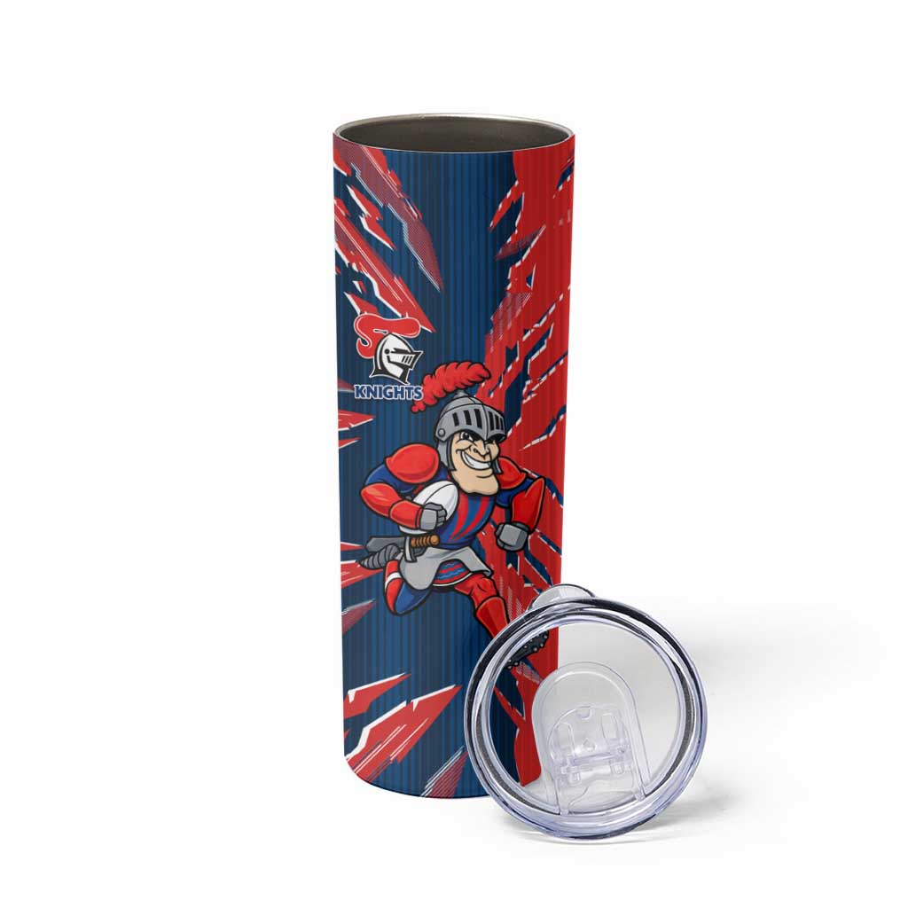 Personalized Newcastle Knights Skinny Tumbler Dynamic Lightning Mascot Rugby Australia