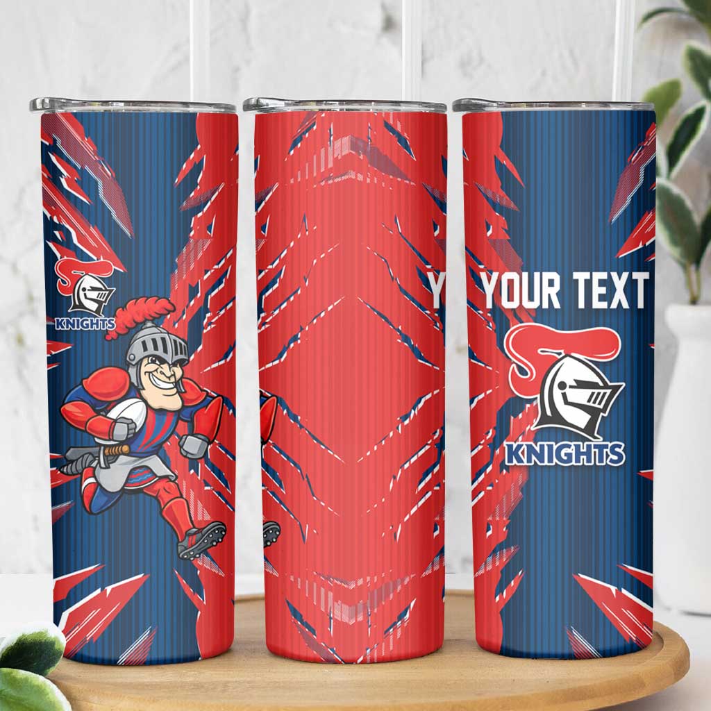 Personalized Newcastle Knights Skinny Tumbler Dynamic Lightning Mascot Rugby Australia