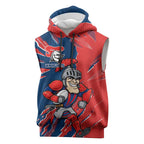 Personalized Newcastle Knights Sleeveless Hoodie Dynamic Lightning Mascot Rugby Australia