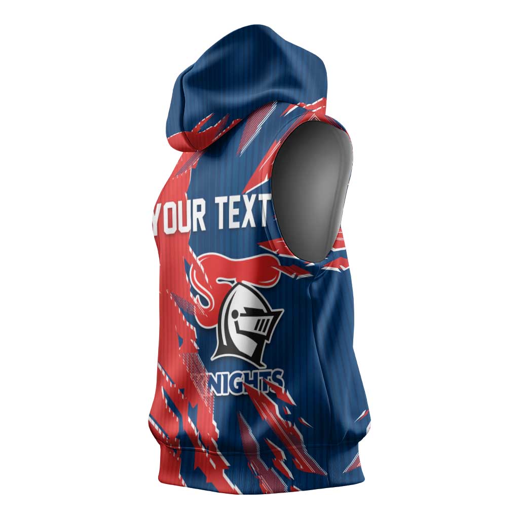 Personalized Newcastle Knights Sleeveless Hoodie Dynamic Lightning Mascot Rugby Australia