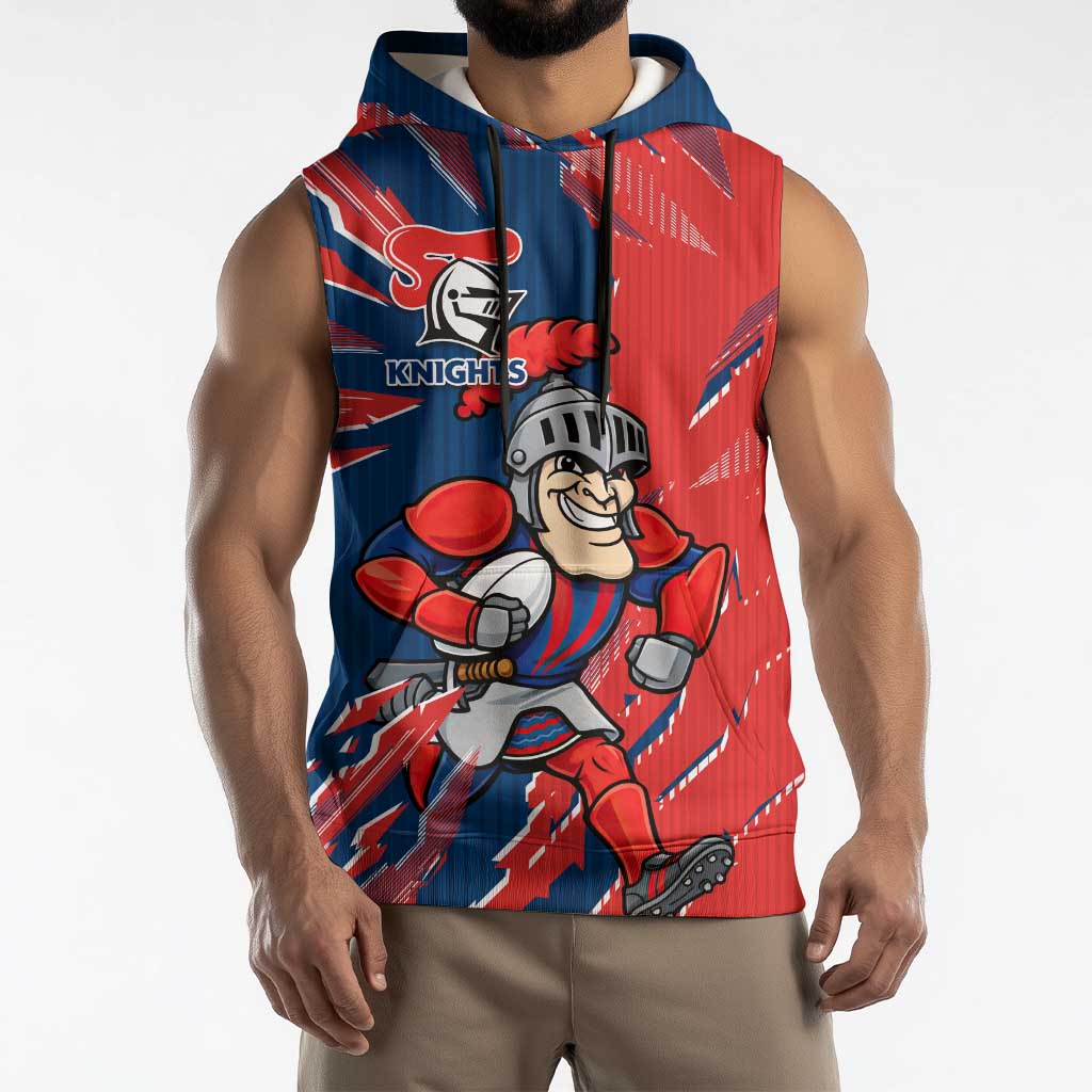Personalized Newcastle Knights Sleeveless Hoodie Dynamic Lightning Mascot Rugby Australia