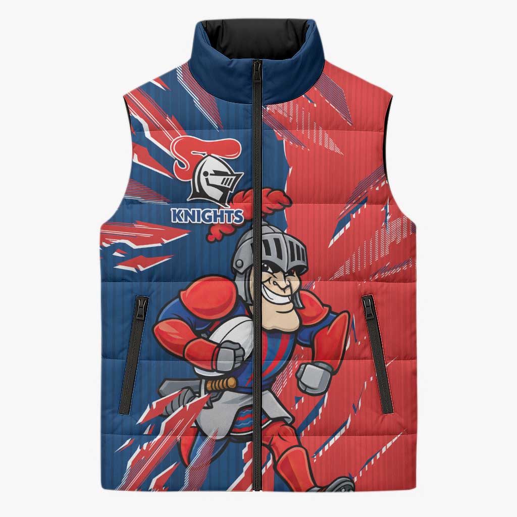 Personalized Newcastle Knights Sleeveless Puffer Jacket Dynamic Lightning Mascot Rugby Australia
