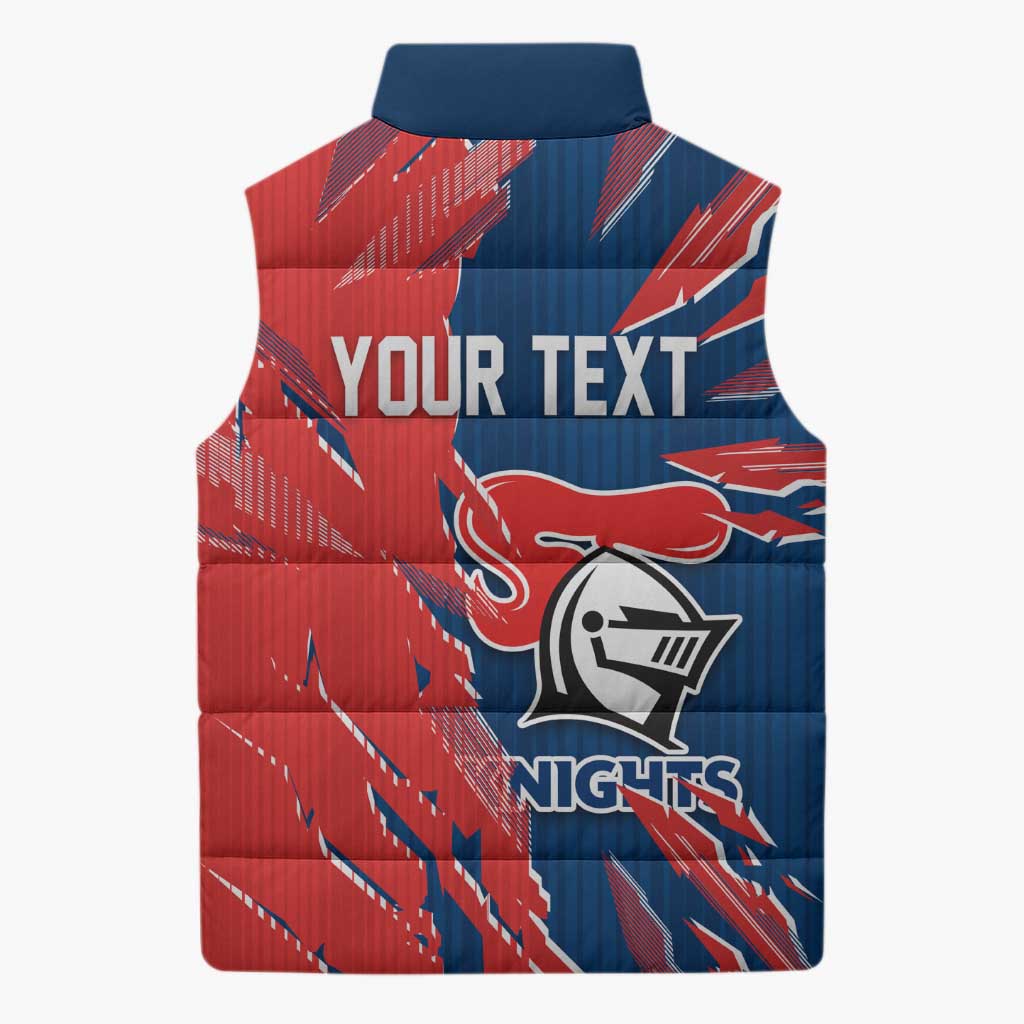 Personalized Newcastle Knights Sleeveless Puffer Jacket Dynamic Lightning Mascot Rugby Australia