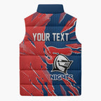 Personalized Newcastle Knights Sleeveless Puffer Jacket Dynamic Lightning Mascot Rugby Australia