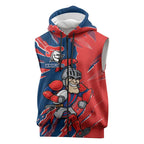 Personalized Newcastle Knights Sleeveless Zip Hoodie Dynamic Lightning Mascot Rugby Australia