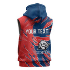 Personalized Newcastle Knights Sleeveless Zip Hoodie Dynamic Lightning Mascot Rugby Australia
