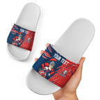 Personalized Newcastle Knights Slide Sandals Dynamic Lightning Mascot Rugby Australia