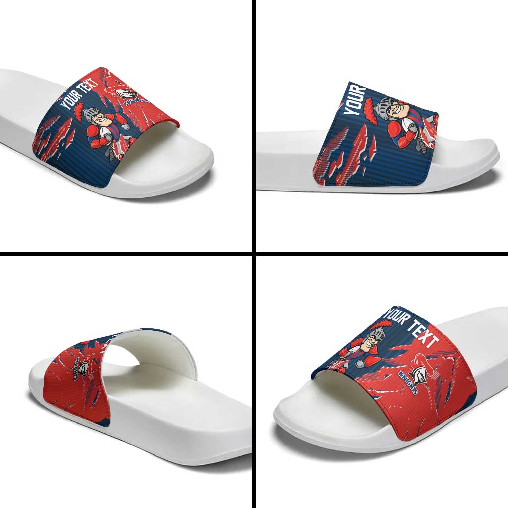 Personalized Newcastle Knights Slide Sandals Dynamic Lightning Mascot Rugby Australia