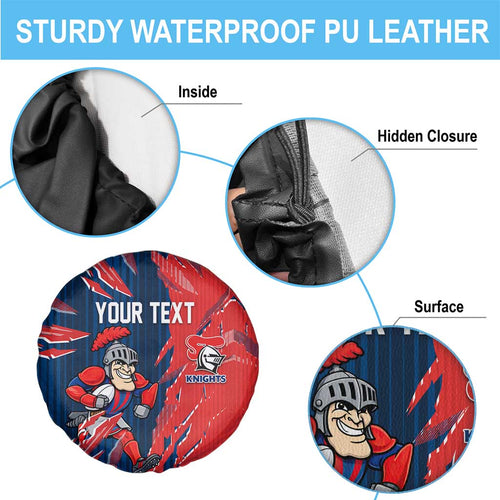 Personalized Newcastle Knights Spare Tire Cover Dynamic Lightning Mascot Rugby Australia