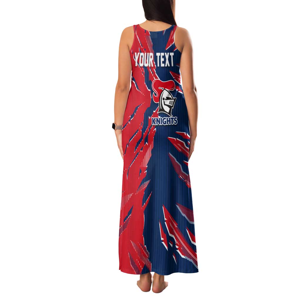 Personalized Newcastle Knights Tank Maxi Dress Dynamic Lightning Mascot Rugby Australia