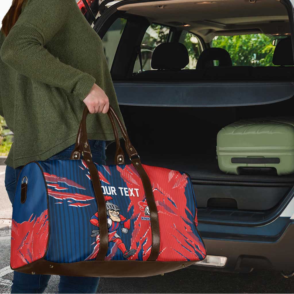 Personalized Newcastle Knights Travel Bag Dynamic Lightning Mascot Rugby Australia