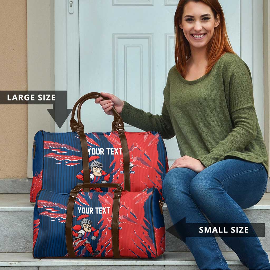 Personalized Newcastle Knights Travel Bag Dynamic Lightning Mascot Rugby Australia