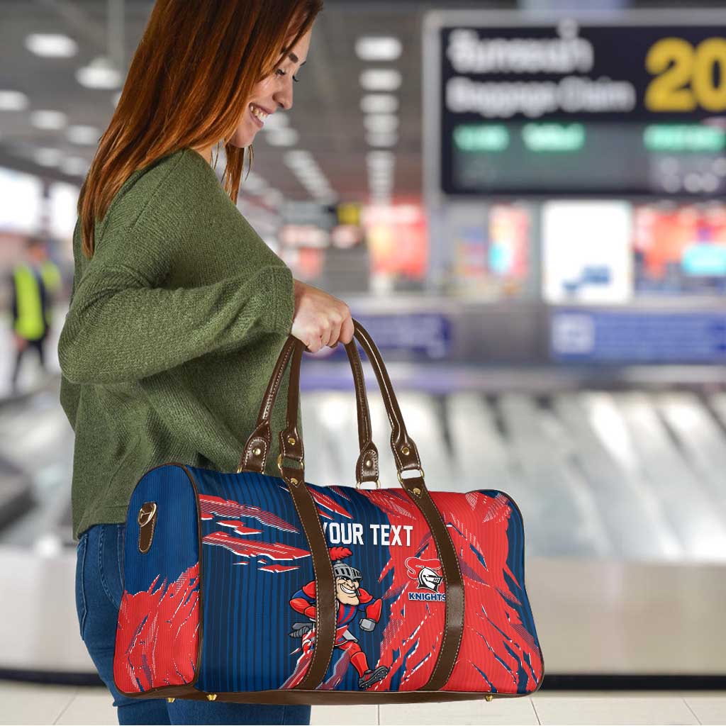 Personalized Newcastle Knights Travel Bag Dynamic Lightning Mascot Rugby Australia