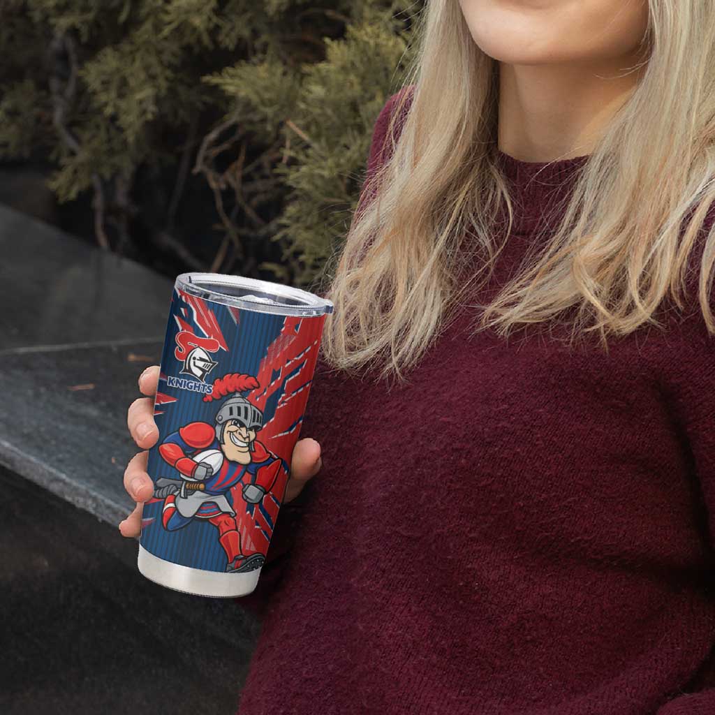 Personalized Newcastle Knights Tumbler Cup Dynamic Lightning Mascot Rugby Australia