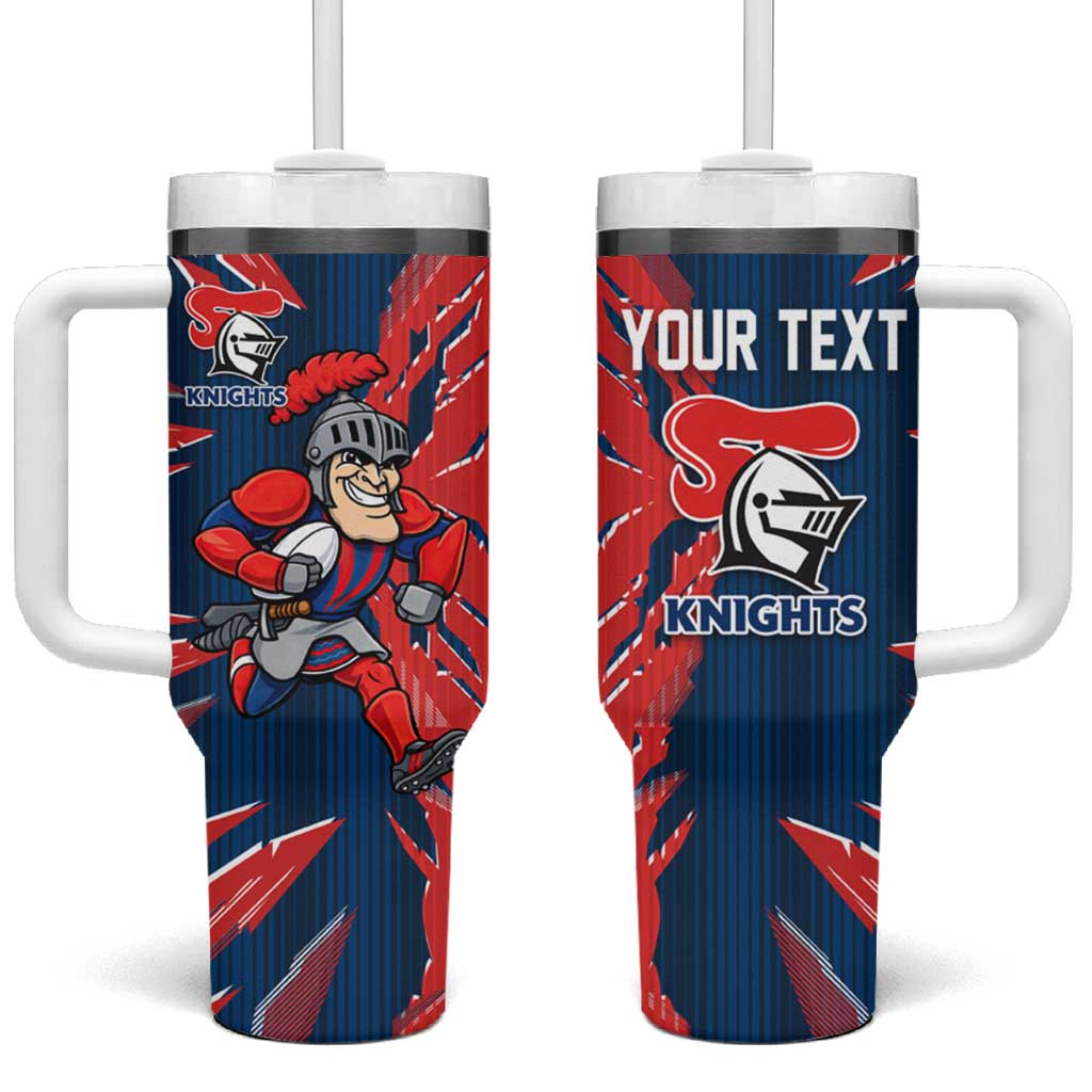Personalized Newcastle Knights Tumbler With Handle Dynamic Lightning Mascot Rugby Australia