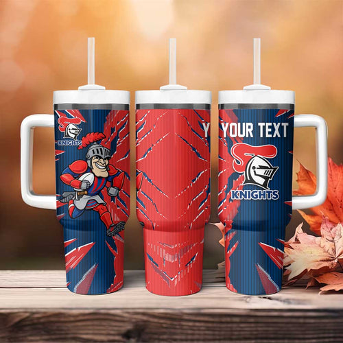 Personalized Newcastle Knights Tumbler With Handle Dynamic Lightning Mascot Rugby Australia