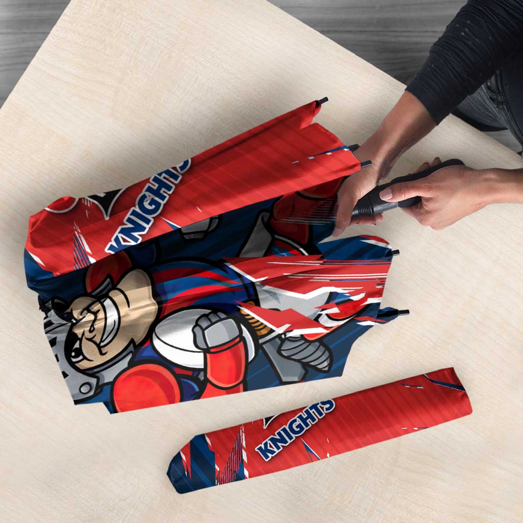 Personalized Newcastle Knights Umbrella Dynamic Lightning Mascot Rugby Australia