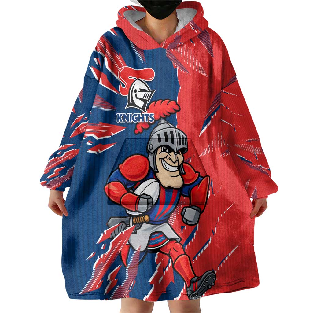 Personalized Newcastle Knights Wearable Blanket Hoodie Dynamic Lightning Mascot Rugby Australia