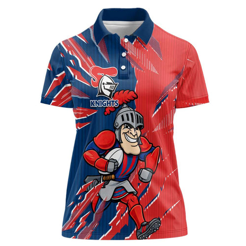 Personalized Newcastle Knights Women Polo Shirt Dynamic Lightning Mascot Rugby Australia
