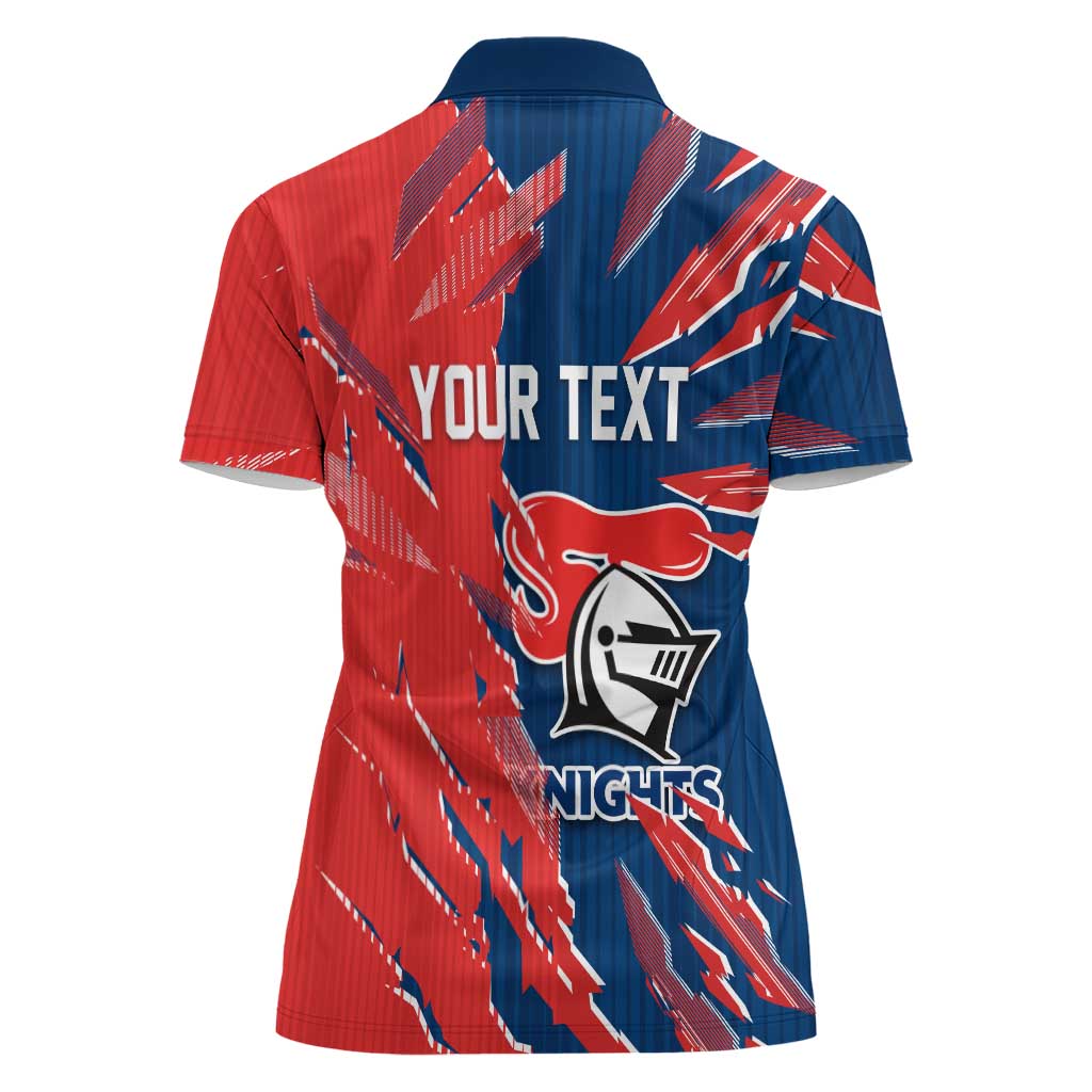 Personalized Newcastle Knights Women Polo Shirt Dynamic Lightning Mascot Rugby Australia