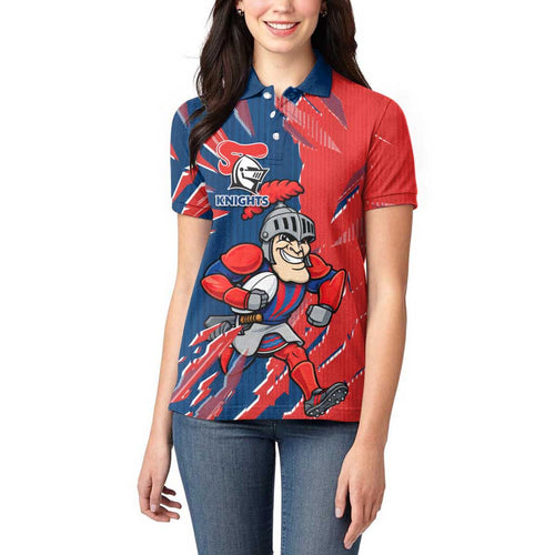 Personalized Newcastle Knights Women Polo Shirt Dynamic Lightning Mascot Rugby Australia