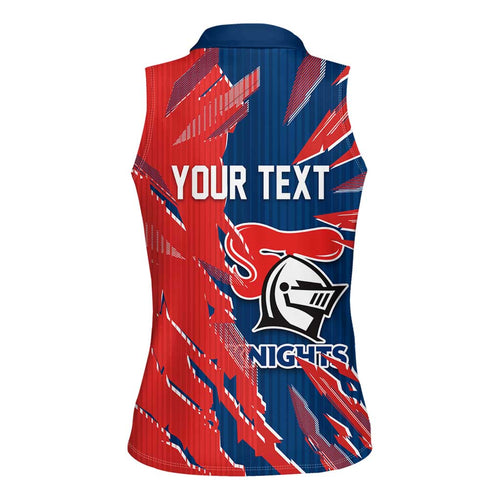 Personalized Newcastle Knights Women Sleeveless Polo Shirt Dynamic Lightning Mascot Rugby Australia