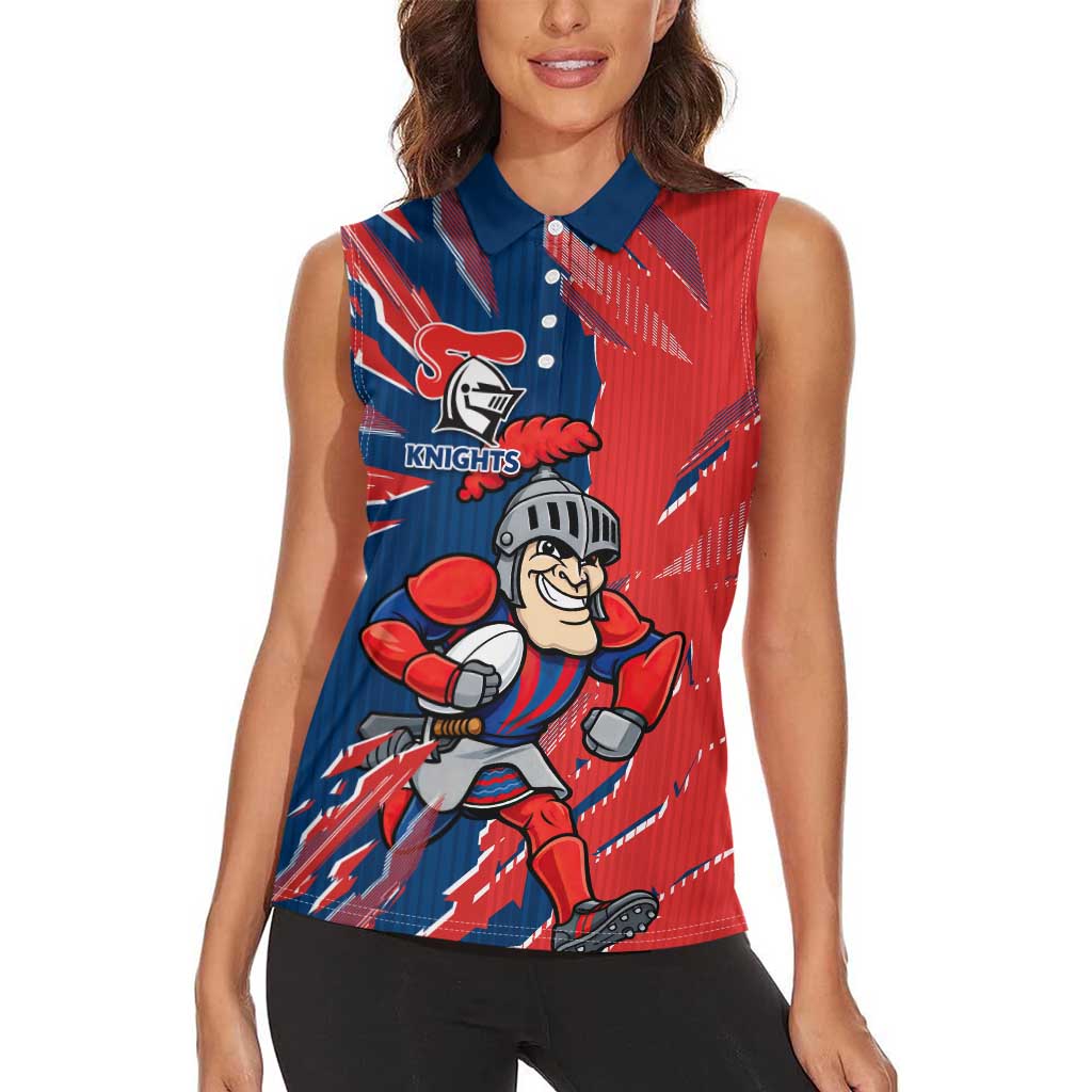 Personalized Newcastle Knights Women Sleeveless Polo Shirt Dynamic Lightning Mascot Rugby Australia