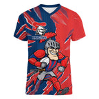 Personalized Newcastle Knights Women V-Neck T-Shirt Dynamic Lightning Mascot Rugby Australia