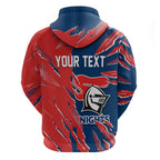 Personalized Newcastle Knights Zip Hoodie Dynamic Lightning Mascot Rugby Australia